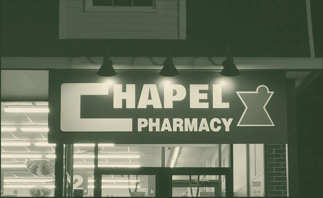 The Chapel Pharmacy sign at 2081 Diamond Hill Road
